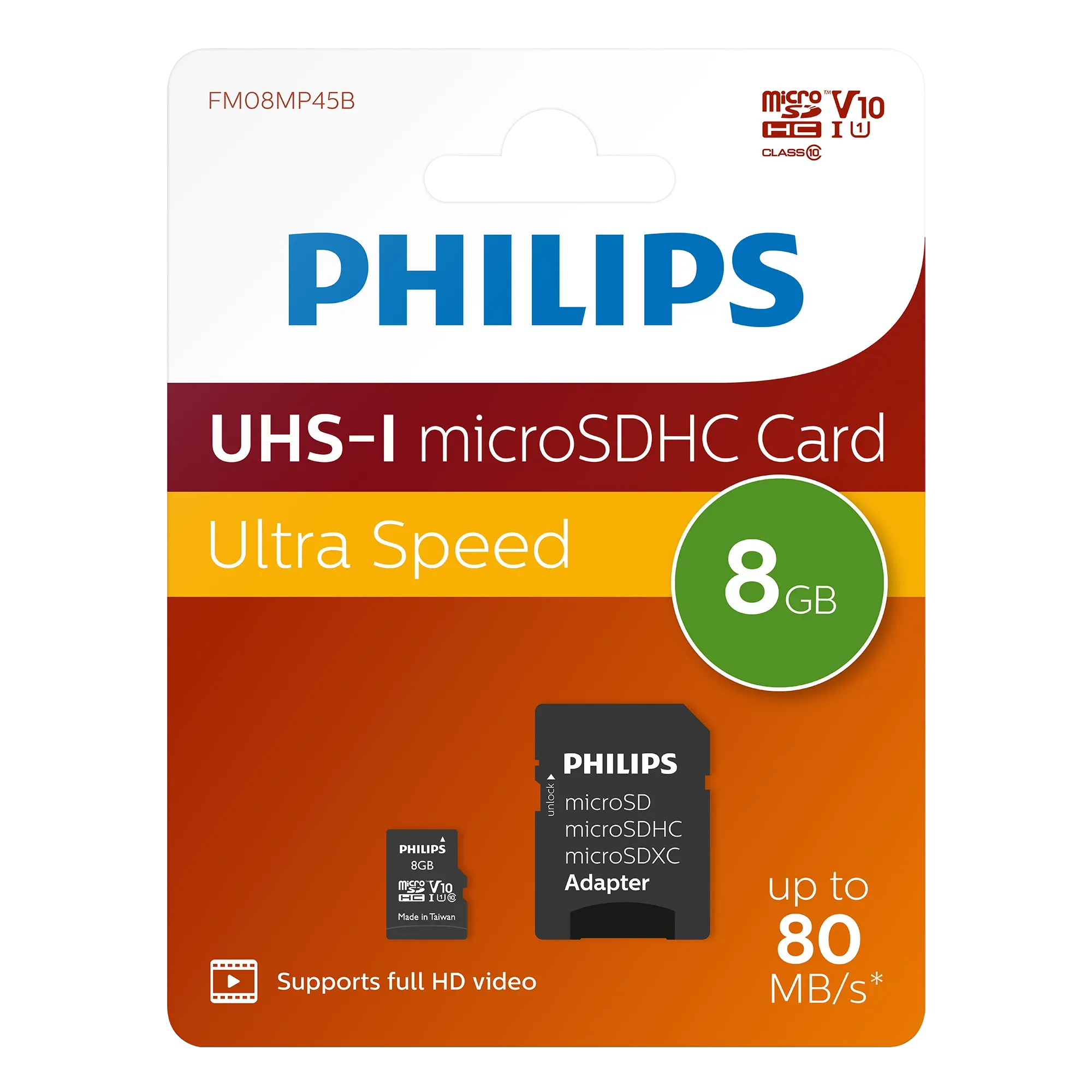 Philips microSDHC kaart UHS-I U1 8 GB