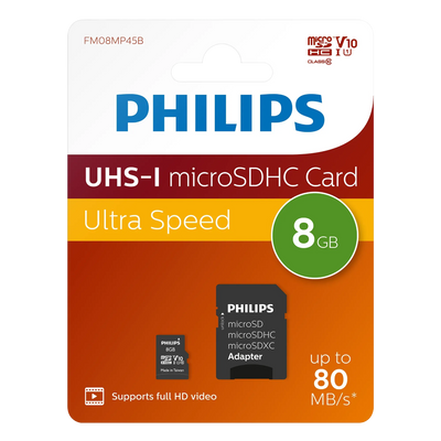 Philips microSDHC kaart UHS-I U1 8 GB