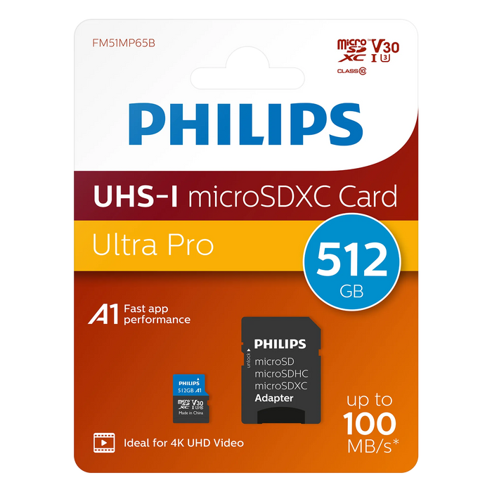 Philips microSDXC kaart UHS-I U3 512 GB