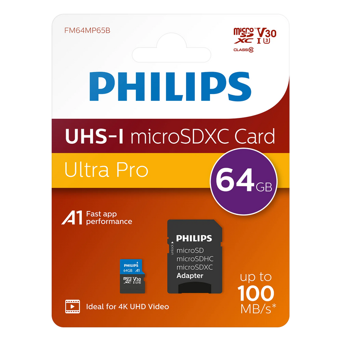 Philips microSDXC kaart UHS-I U3 64 GB