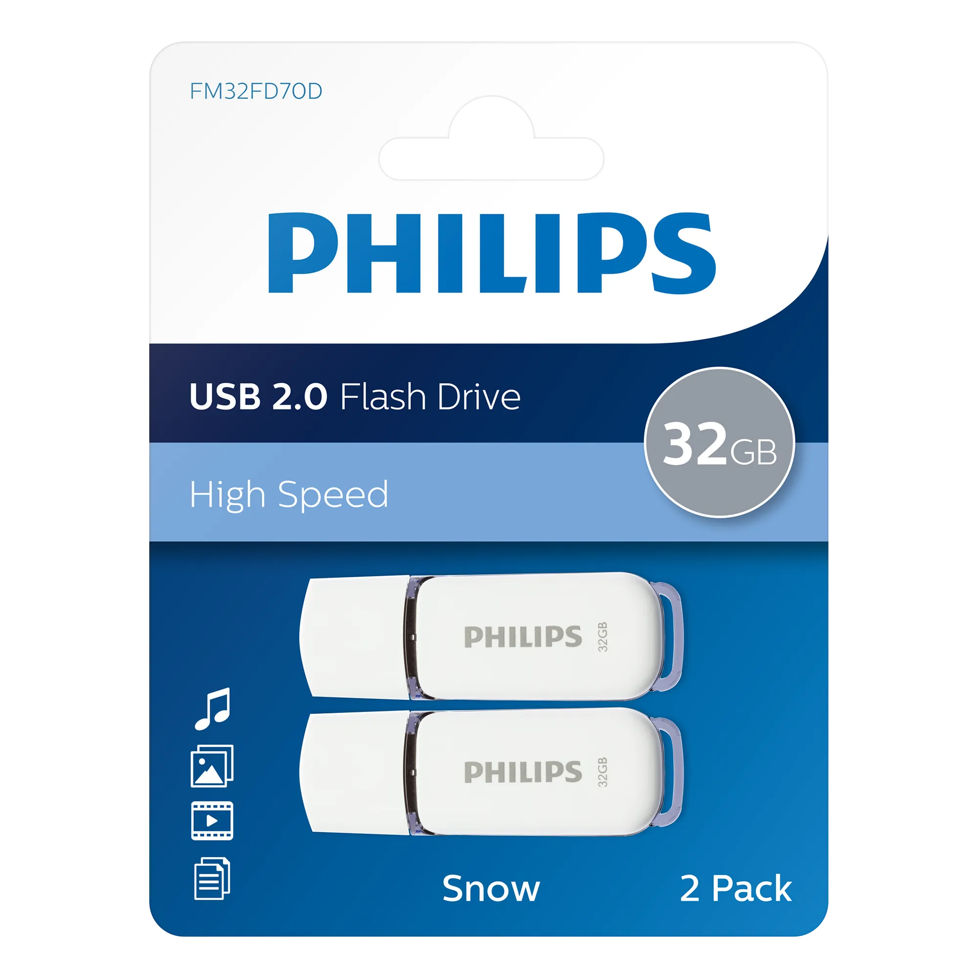 Philips USB 2.0 Snow 32 GB 2-pack