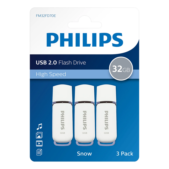 Philips USB 2.0 Snow 32 GB 3-pack