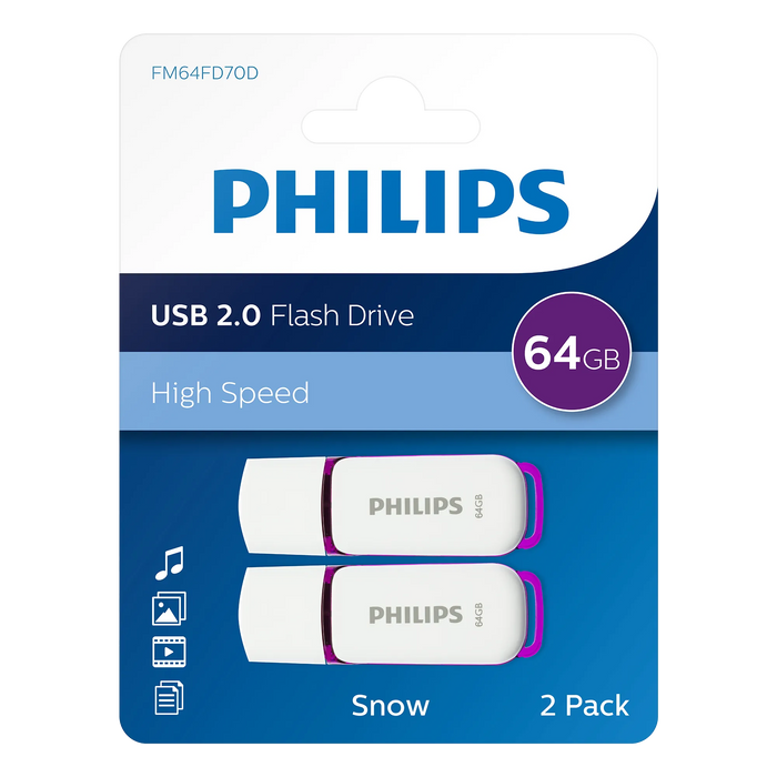 Philips USB 2.0 Snow 64 GB 2-pack