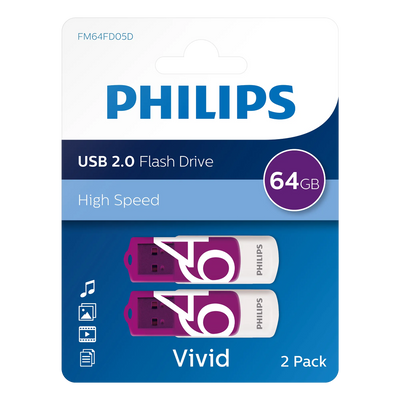 Philips USB 2.0 Vivid 64 GB 2-pack