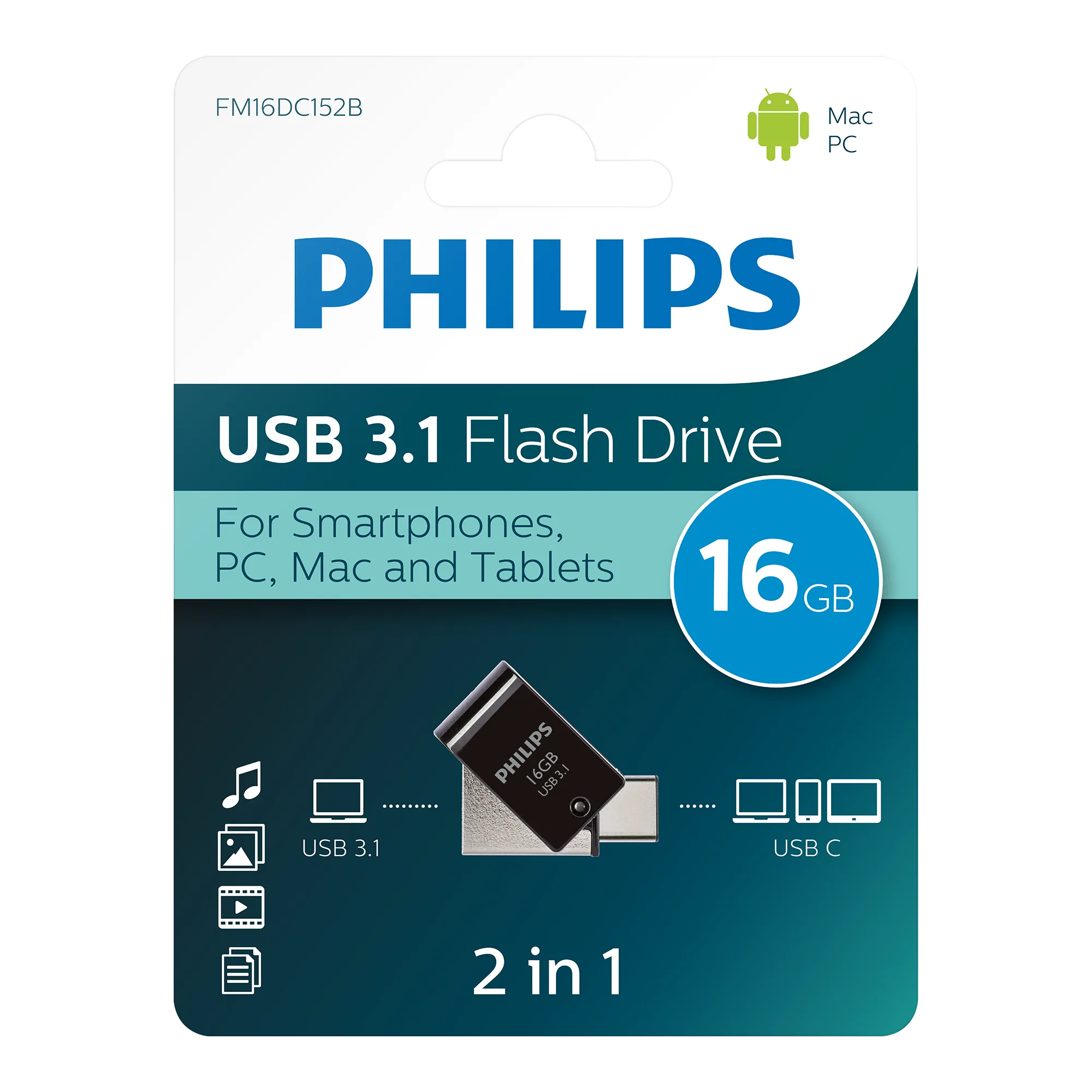 Philips USB 3.1 2-in-1 USB-C 16 GB
