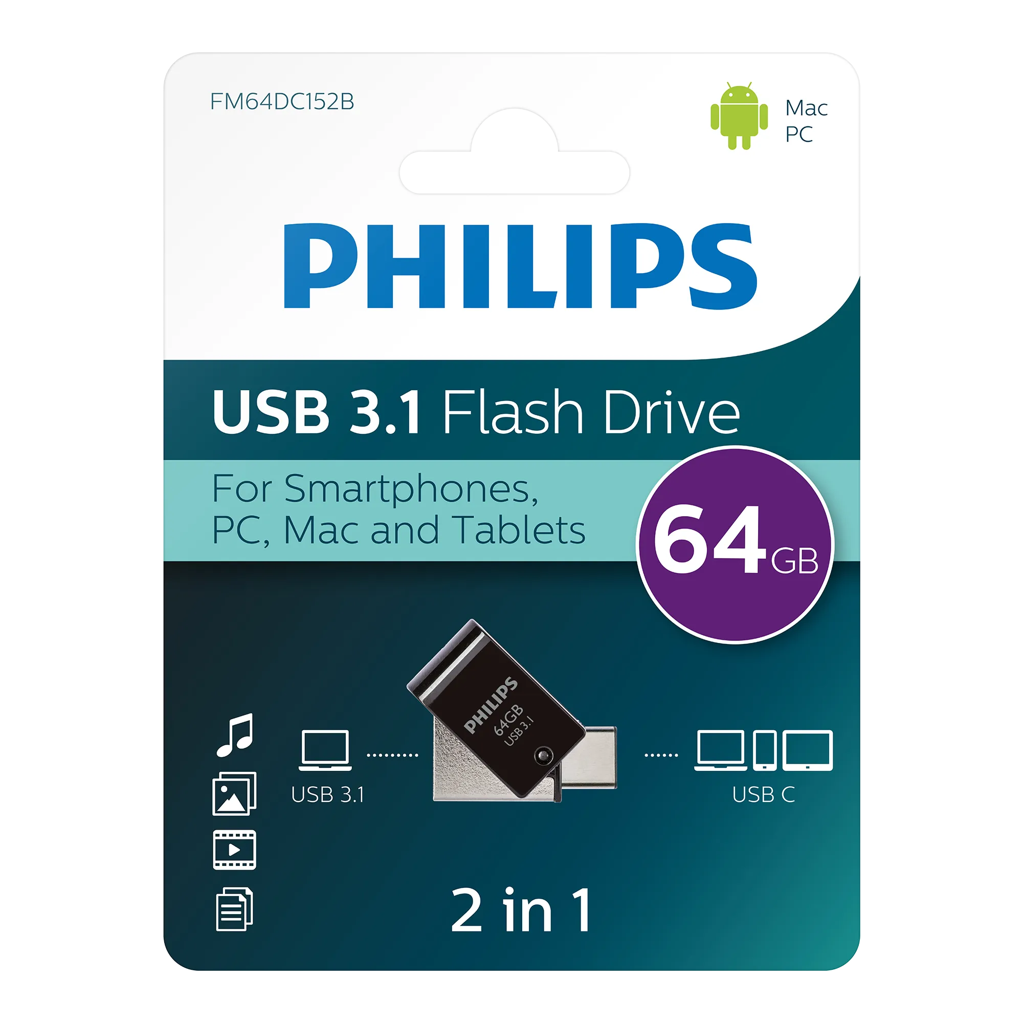 Philips USB 3.1 2-in-1 USB-C 64 GB