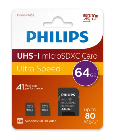 Philips Micro SDXC Kaart 64GB 2-Pack